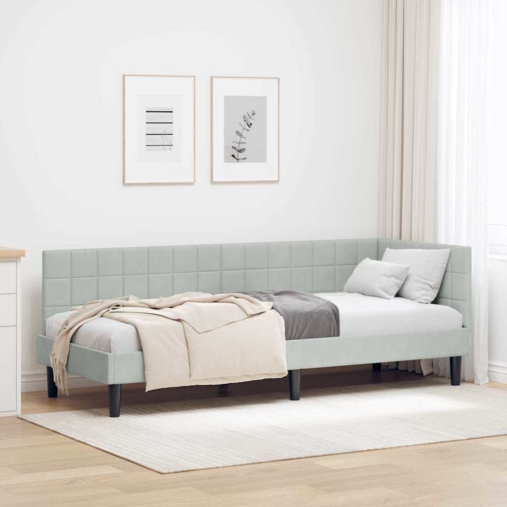 vidaXL Hoekbedframe met hoofdeinde Blauw 80 x 200 cm Fluweel