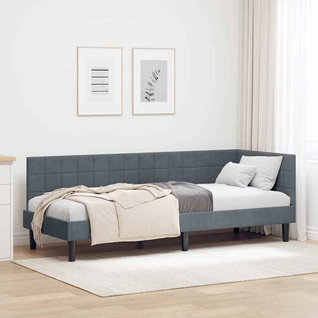 vidaXL Hoekbedframe met hoofdeinde Blauw 80 x 200 cm Fluweel