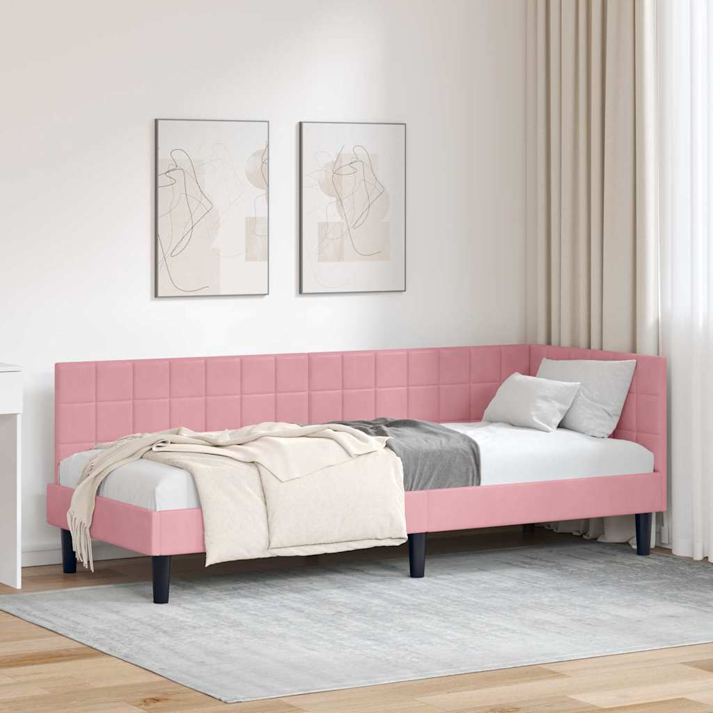 vidaXL Hoekbedframe met hoofdeinde Blauw 80 x 200 cm Fluweel
