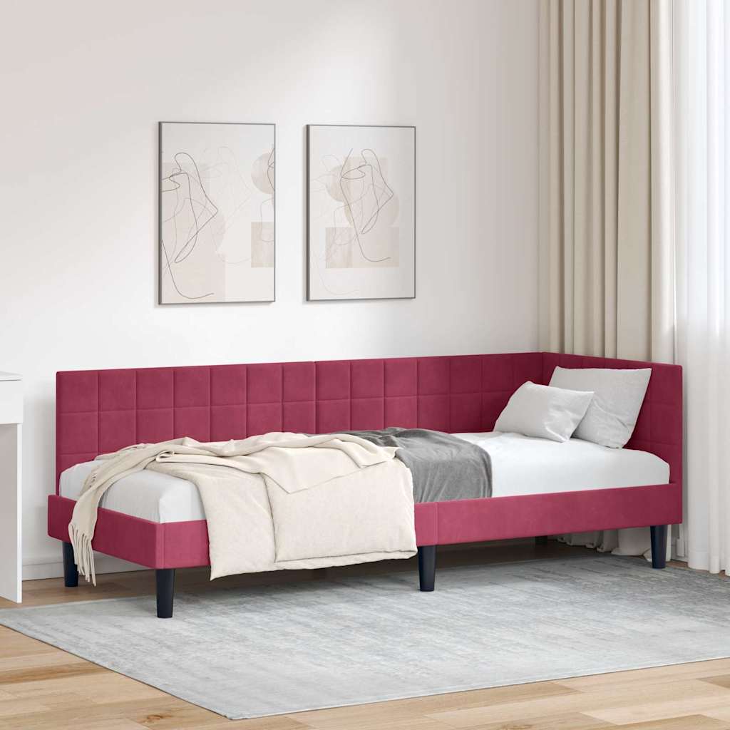 vidaXL Hoekbedframe met hoofdeinde Blauw 80 x 200 cm Fluweel