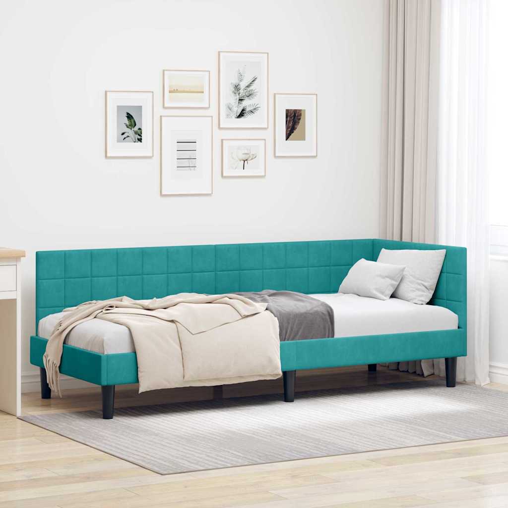 vidaXL Hoekbedframe met hoofdeinde Blauw 80 x 200 cm Fluweel