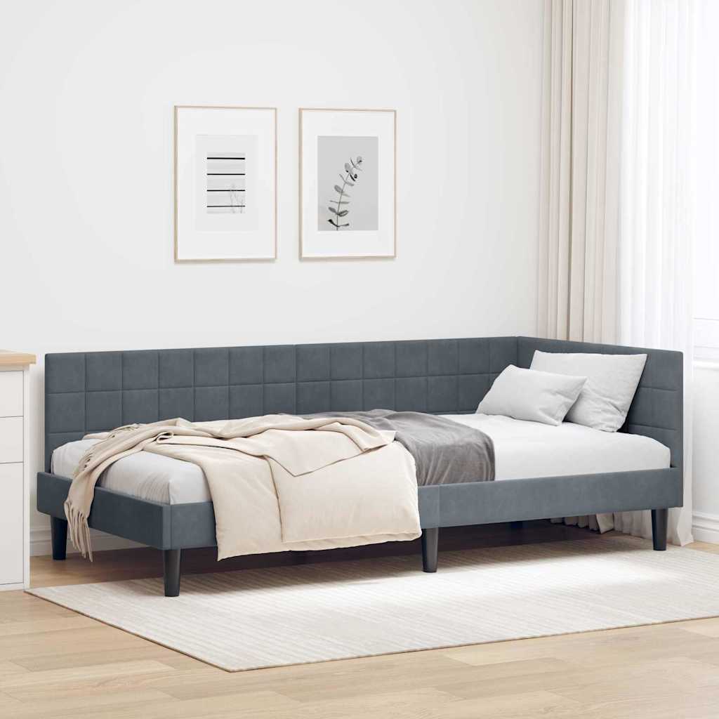 vidaXL Hoekbedframe met hoofdeinde Blauw 80 x 200 cm Fluweel