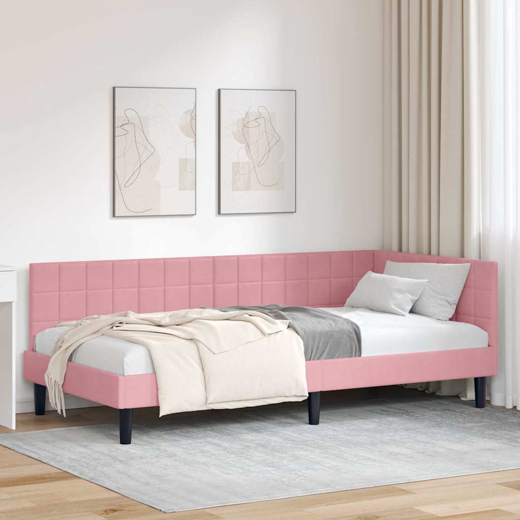vidaXL Hoekbedframe met hoofdeinde Blauw 80 x 200 cm Fluweel