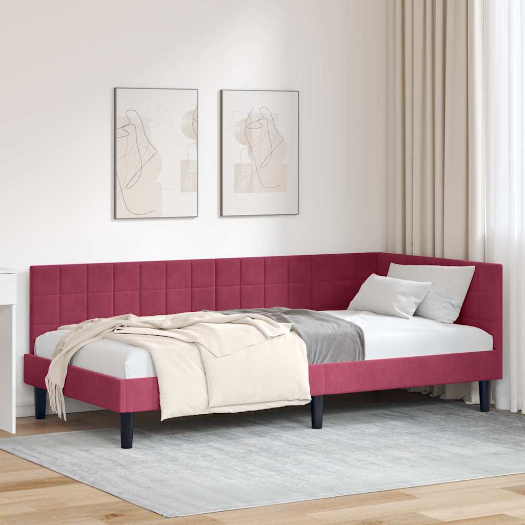 vidaXL Hoekbedframe met hoofdeinde Blauw 80 x 200 cm Fluweel