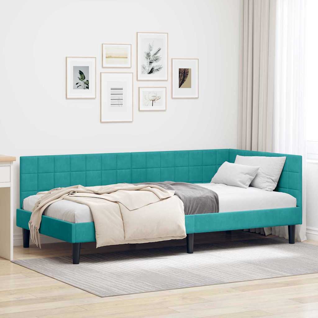vidaXL Hoekbedframe met hoofdeinde Blauw 80 x 200 cm Fluweel