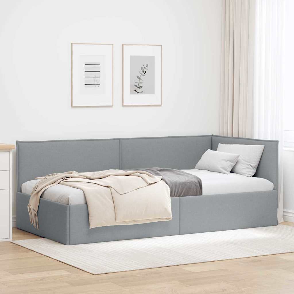 vidaXL Hoekbedframe met hoofdeinde Donkergrijs 80 x 200 cm Stof