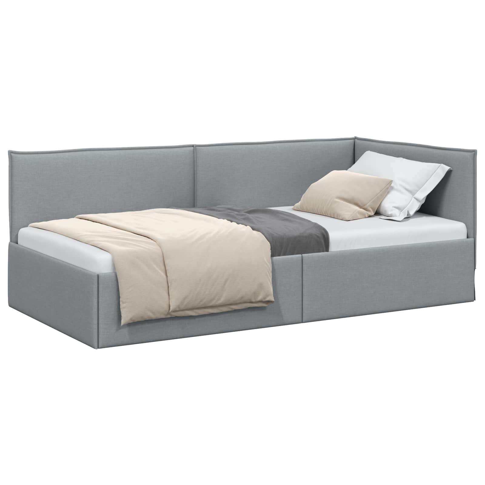 vidaXL Hoekbedframe met hoofdeinde Donkergrijs 80 x 200 cm Stof