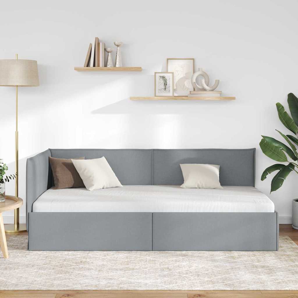 vidaXL Hoekbedframe met hoofdeinde Donkergrijs 80 x 200 cm Stof