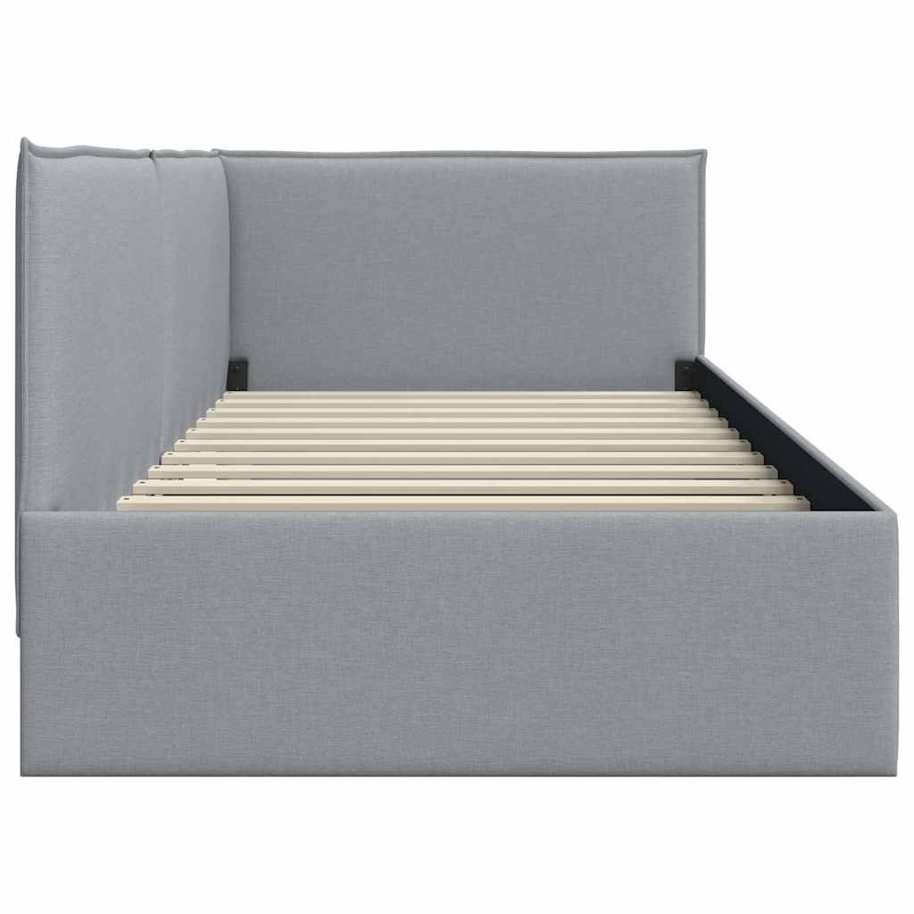 vidaXL Hoekbedframe met hoofdeinde Donkergrijs 80 x 200 cm Stof