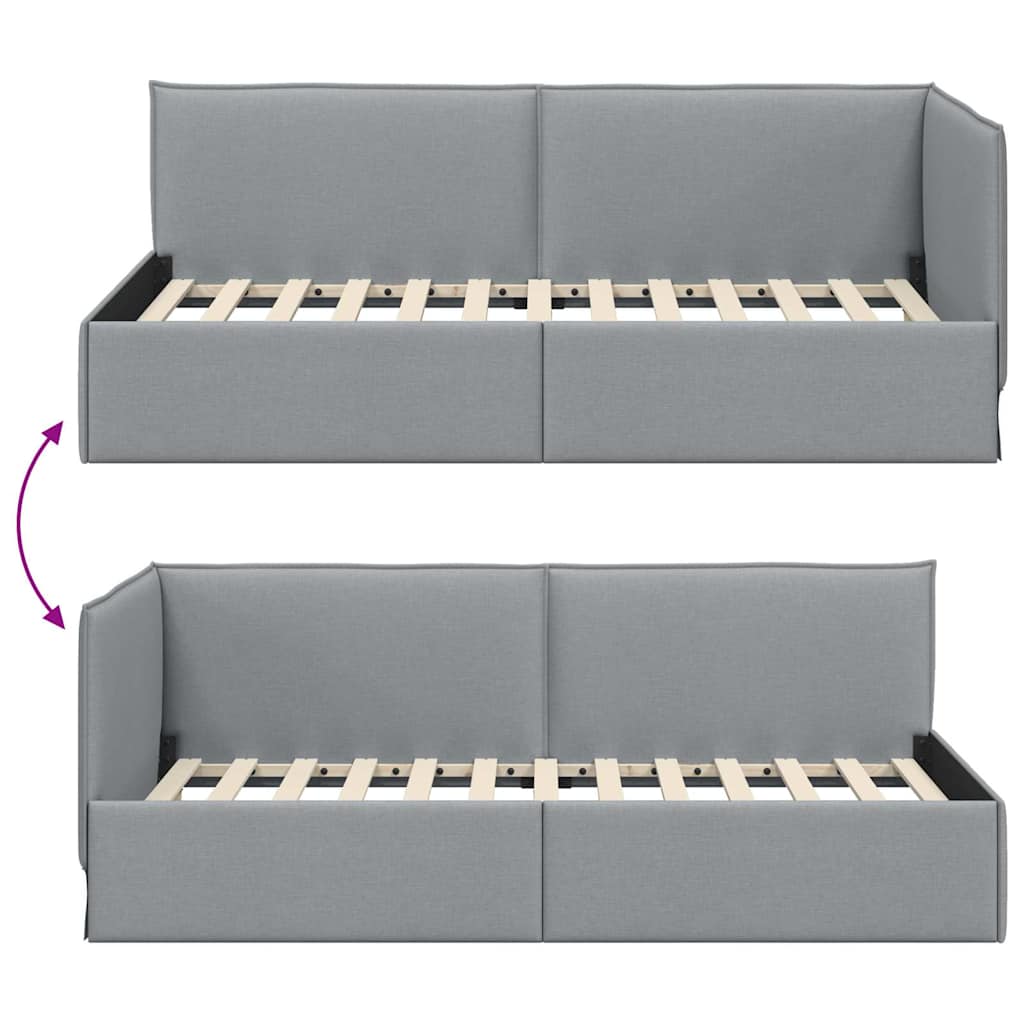vidaXL Hoekbedframe met hoofdeinde Donkergrijs 80 x 200 cm Stof