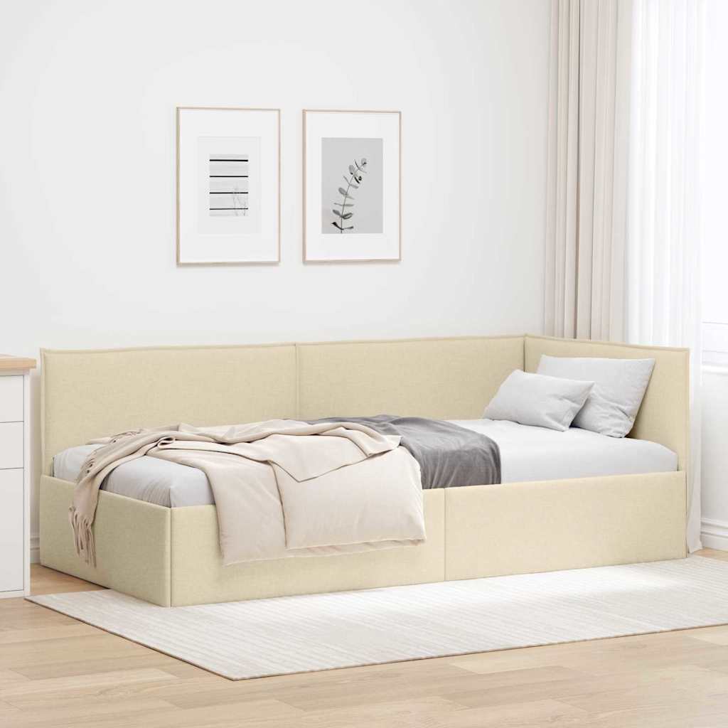 vidaXL Hoekbedframe met hoofdeinde Donkergrijs 80 x 200 cm Stof