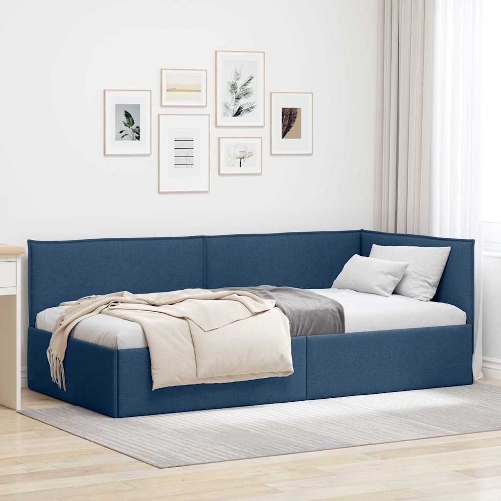 vidaXL Hoekbedframe met hoofdeinde Donkergrijs 80 x 200 cm Stof