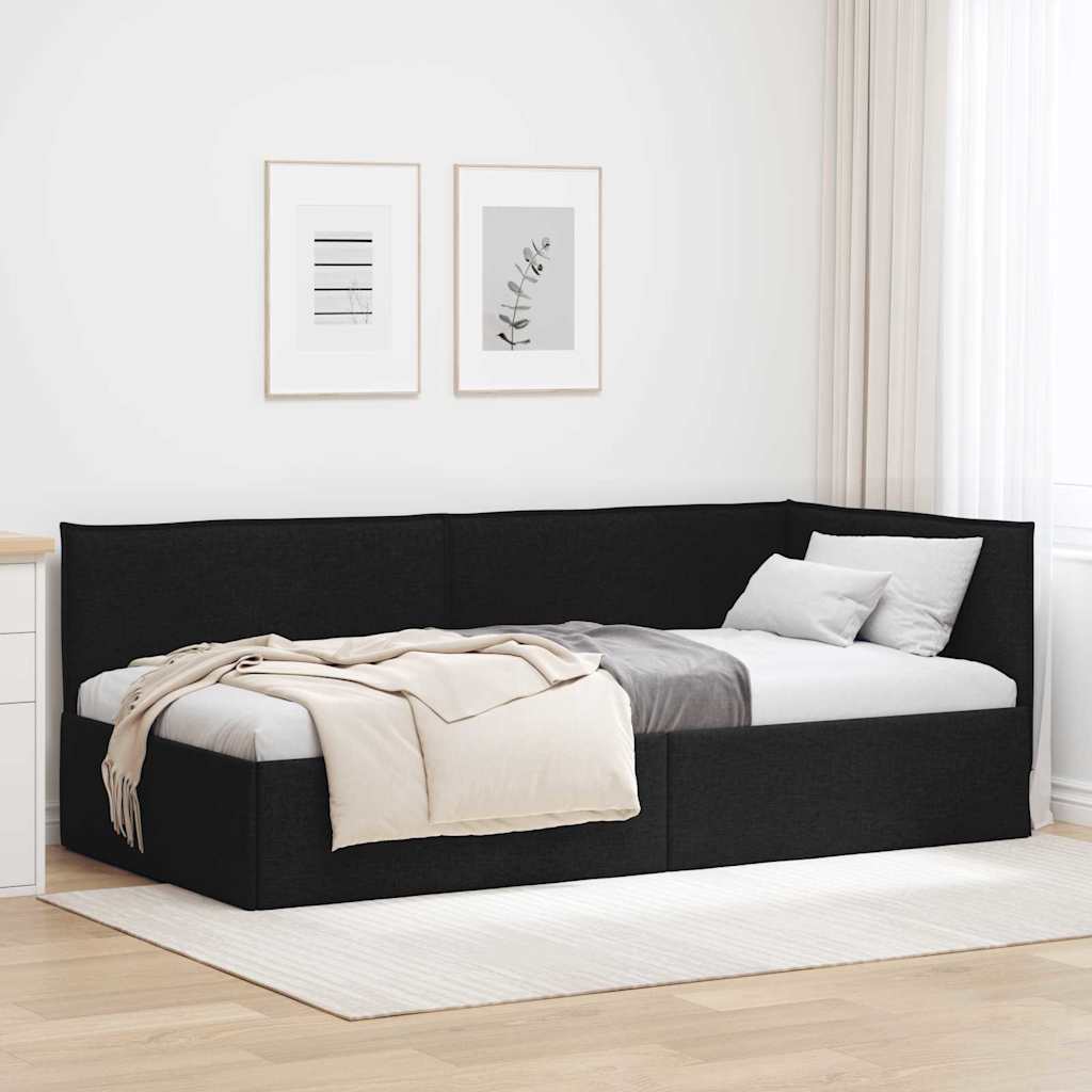 vidaXL Hoekbedframe met hoofdeinde Donkergrijs 80 x 200 cm Stof