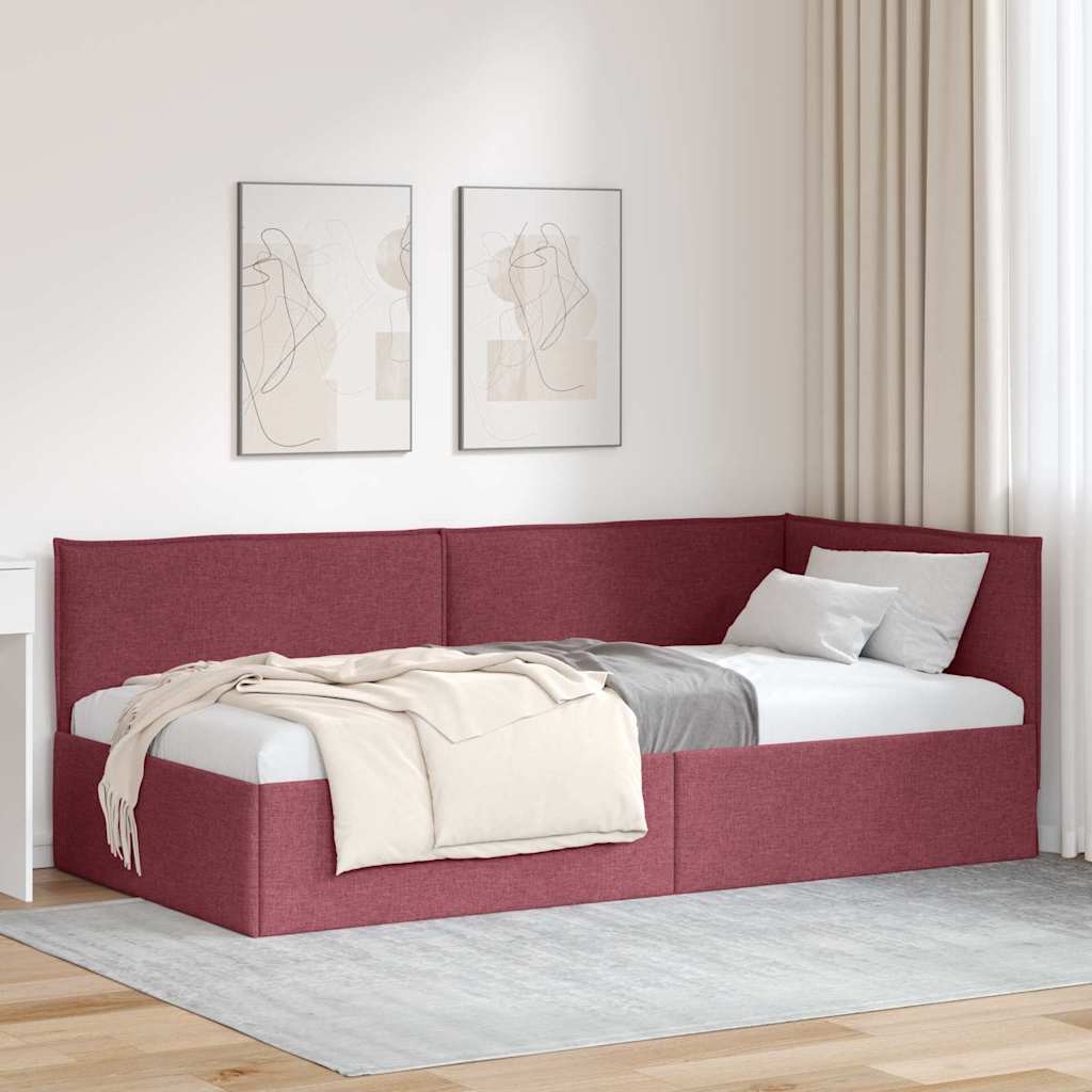 vidaXL Hoekbedframe met hoofdeinde Donkergrijs 80 x 200 cm Stof
