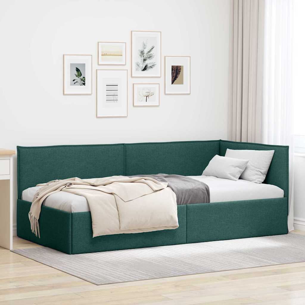 vidaXL Hoekbedframe met hoofdeinde Donkergrijs 80 x 200 cm Stof