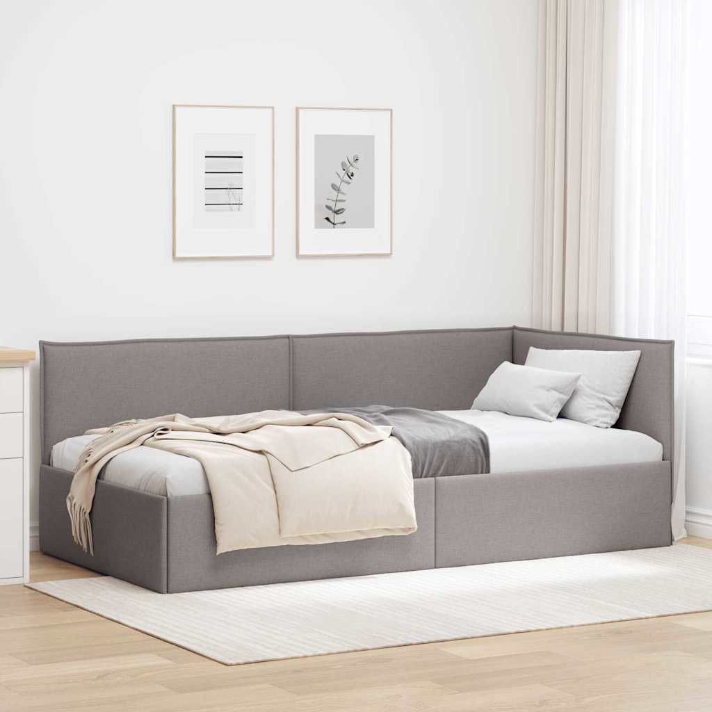 vidaXL Hoekbedframe met hoofdeinde Donkergrijs 80 x 200 cm Stof