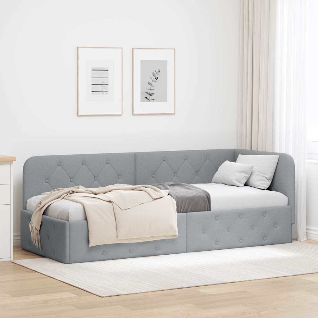 vidaXL Hoekbedframe met hoofdeinde Donkergrijs 80 x 200 cm Stof