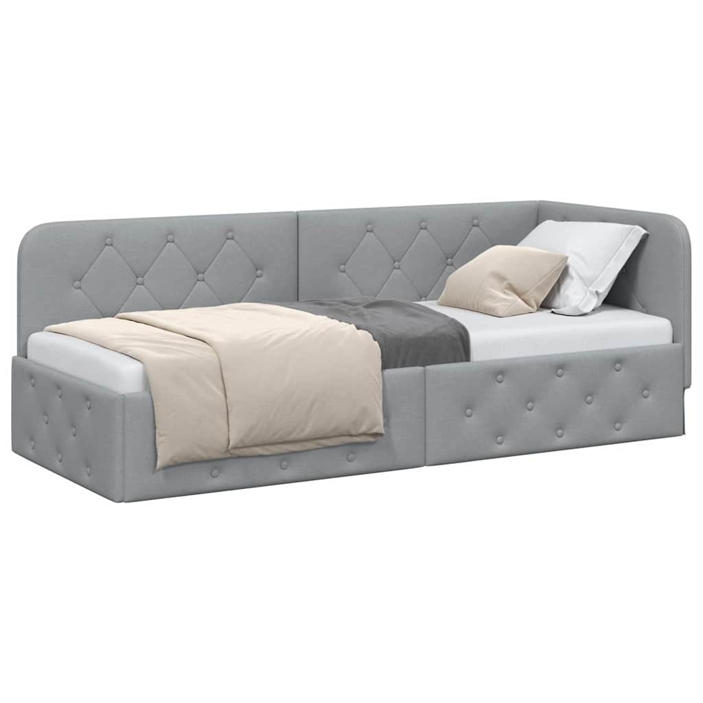 vidaXL Hoekbedframe met hoofdeinde Donkergrijs 80 x 200 cm Stof