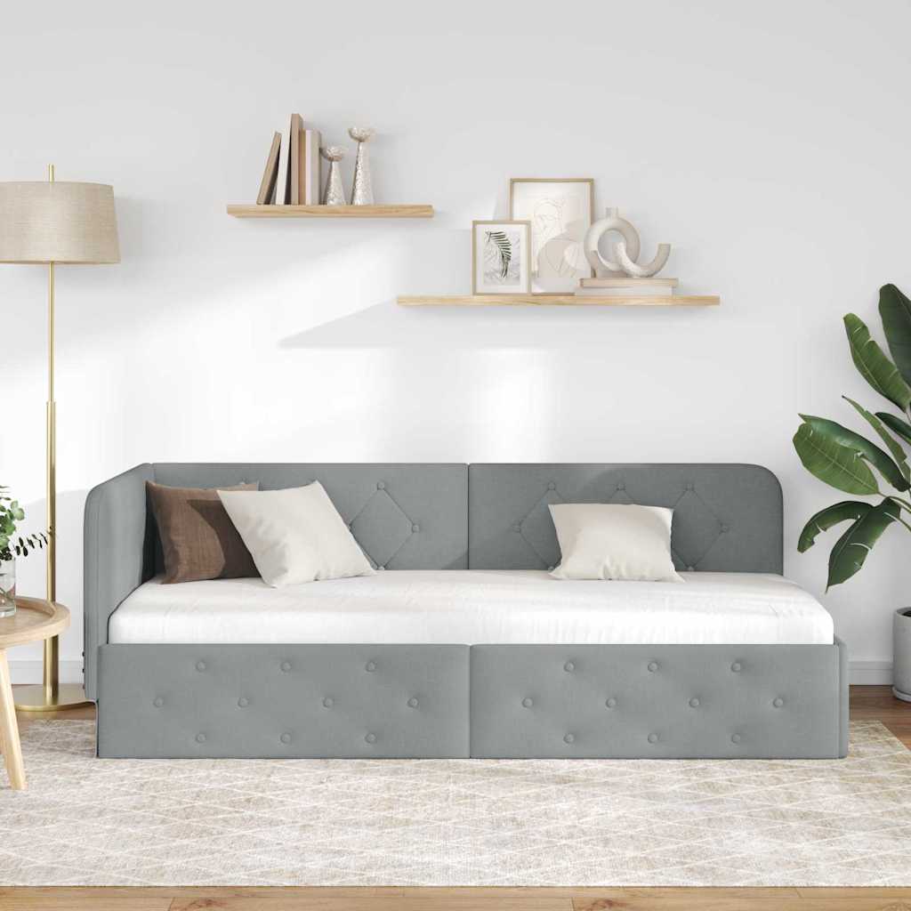 vidaXL Hoekbedframe met hoofdeinde Donkergrijs 80 x 200 cm Stof