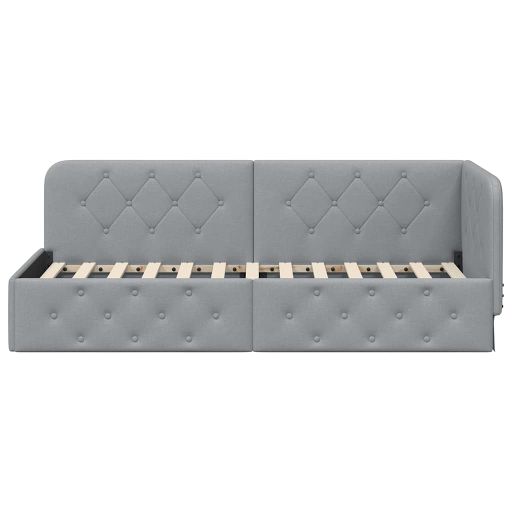 vidaXL Hoekbedframe met hoofdeinde Donkergrijs 80 x 200 cm Stof