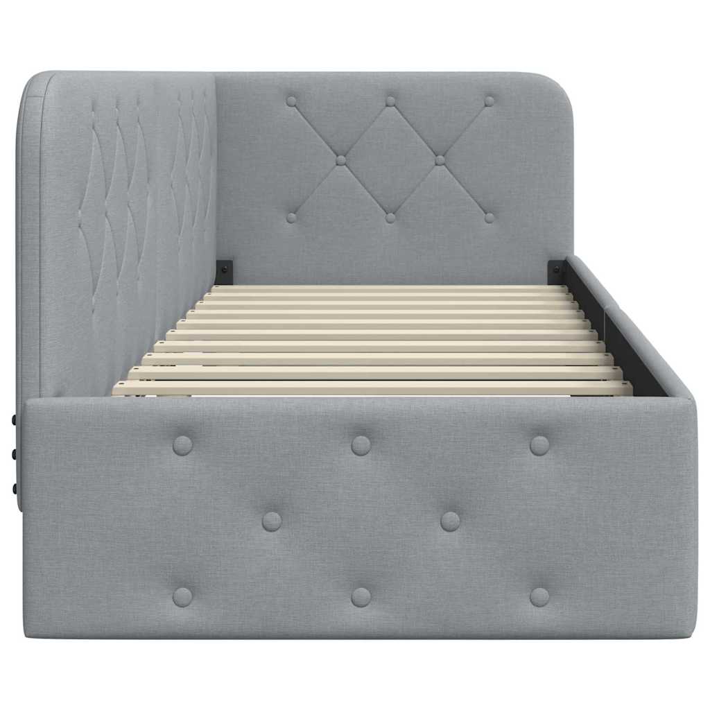 vidaXL Hoekbedframe met hoofdeinde Donkergrijs 80 x 200 cm Stof