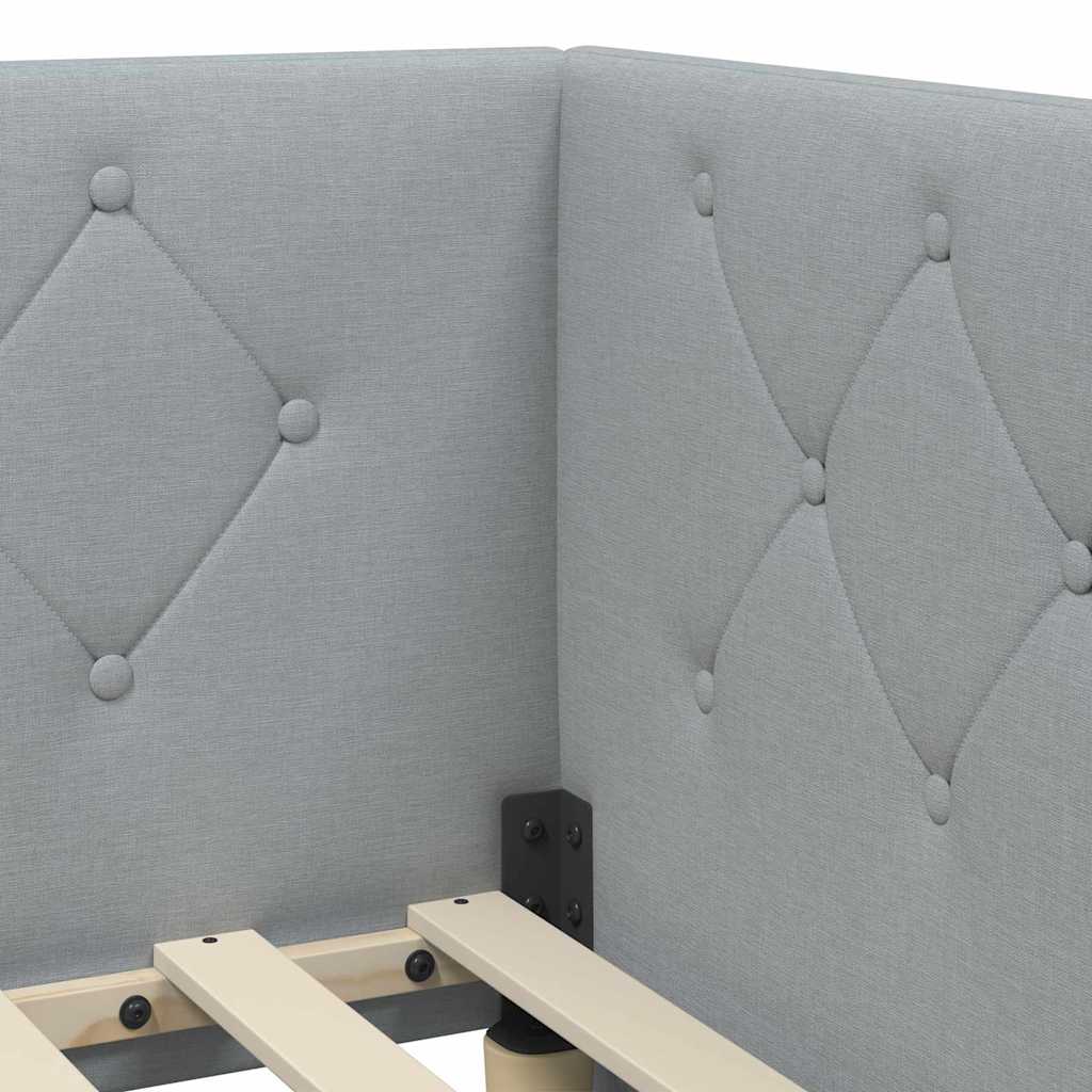 vidaXL Hoekbedframe met hoofdeinde Donkergrijs 80 x 200 cm Stof