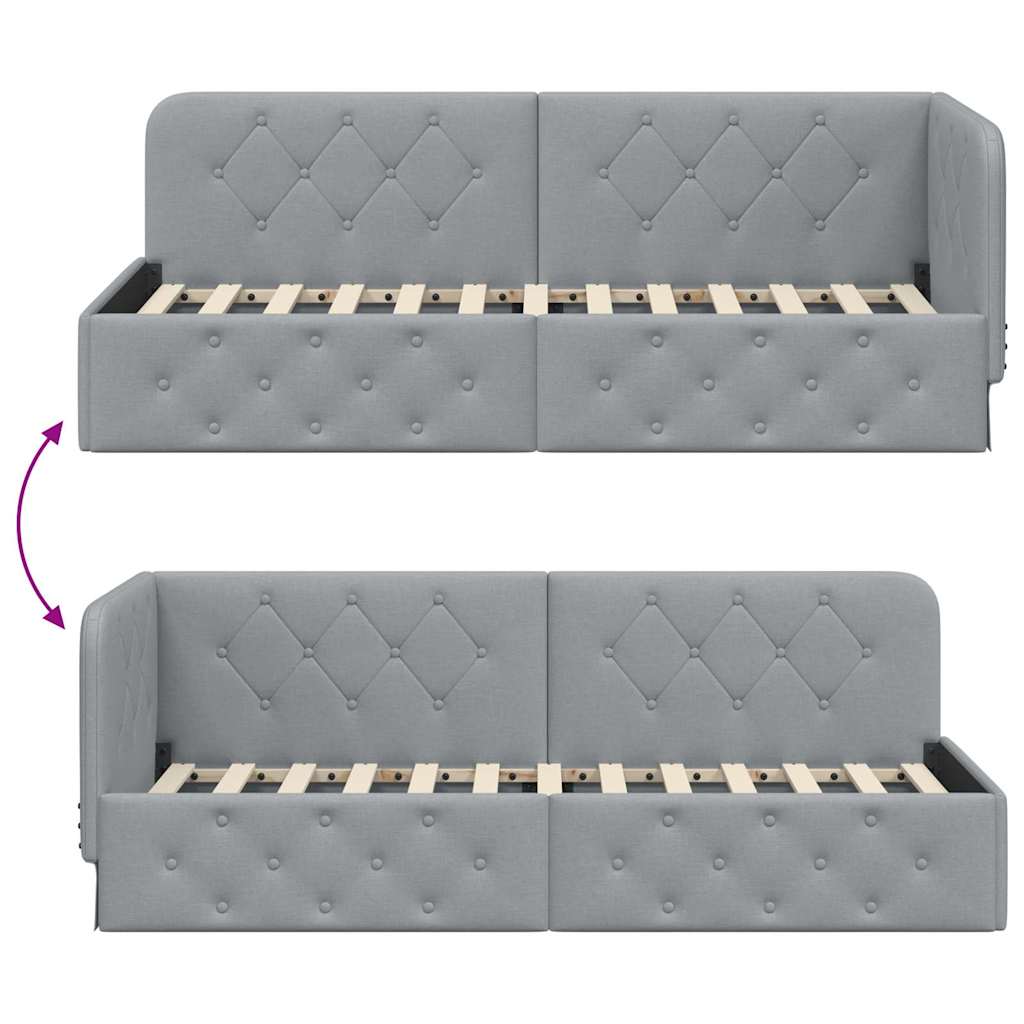 vidaXL Hoekbedframe met hoofdeinde Donkergrijs 80 x 200 cm Stof