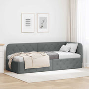 vidaXL Hoekbedframe met hoofdeinde Donkergrijs 80 x 200 cm Stof