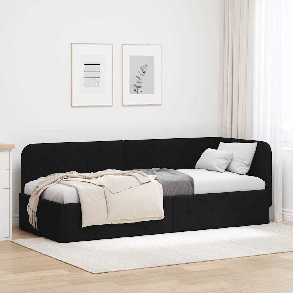 vidaXL Hoekbedframe met hoofdeinde Donkergrijs 80 x 200 cm Stof