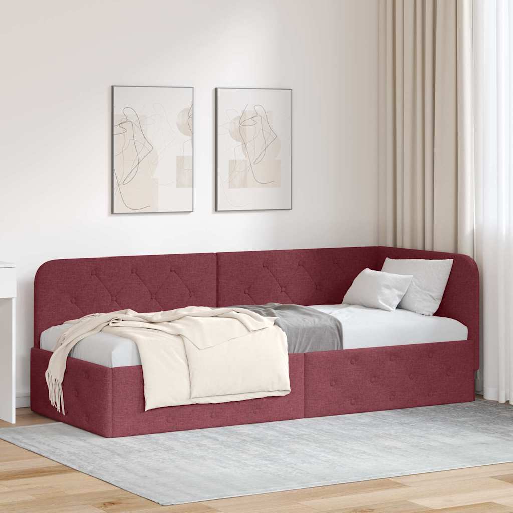 vidaXL Hoekbedframe met hoofdeinde Donkergrijs 80 x 200 cm Stof