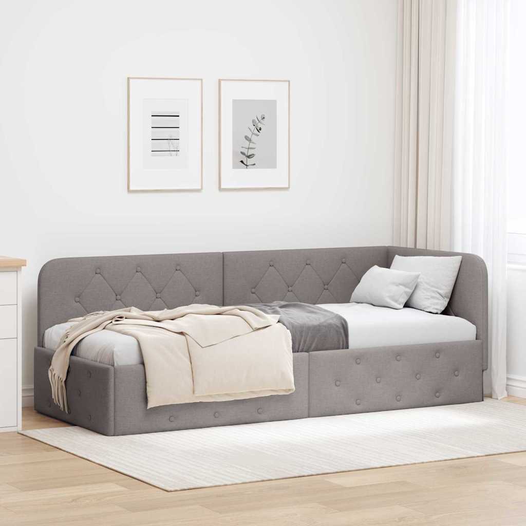 vidaXL Hoekbedframe met hoofdeinde Donkergrijs 80 x 200 cm Stof
