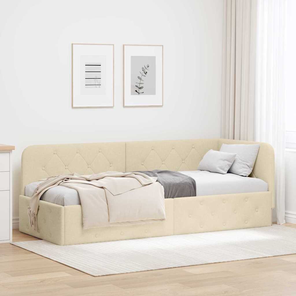 vidaXL Hoekbedframe met hoofdeinde Donkergrijs 80 x 200 cm Stof