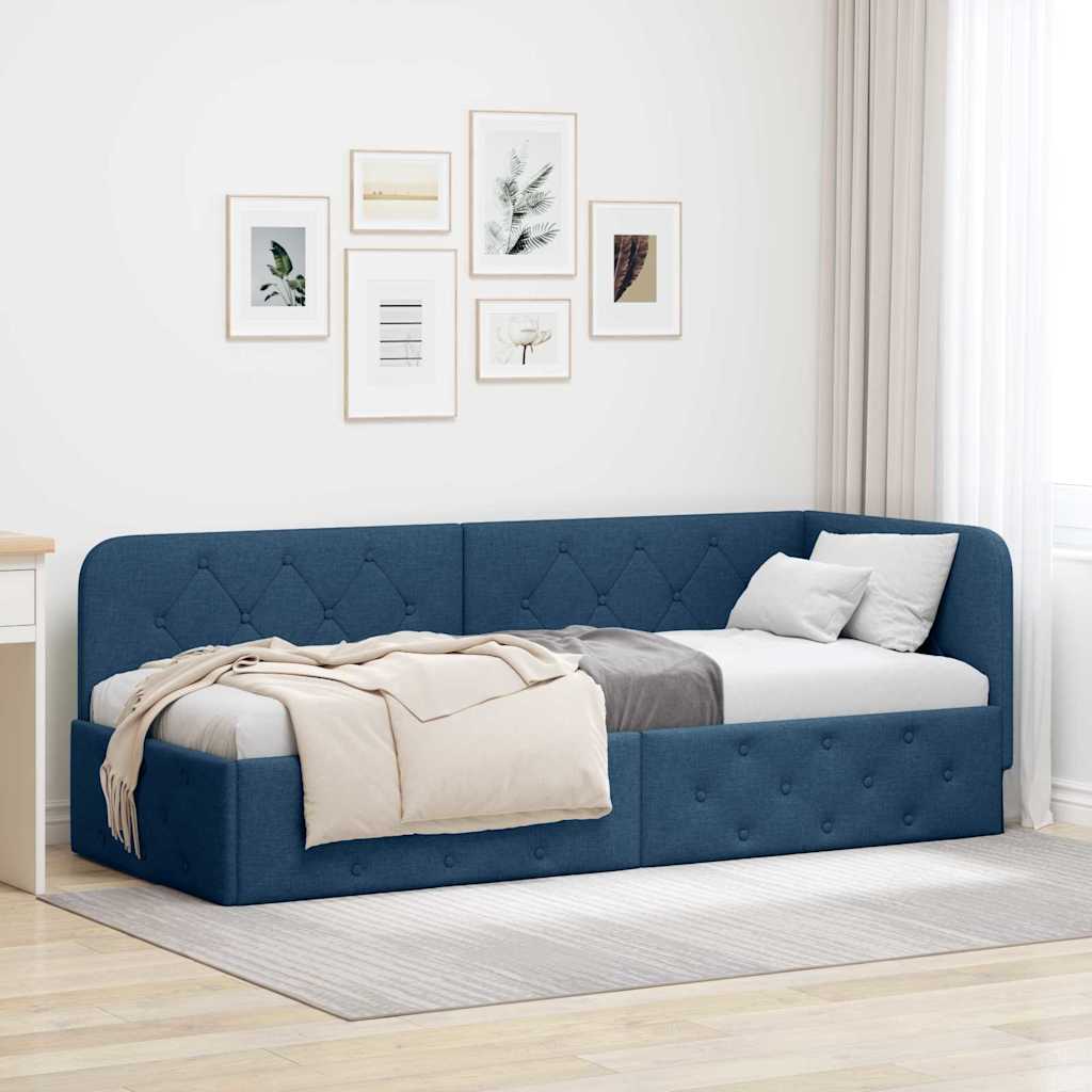 vidaXL Hoekbedframe met hoofdeinde Donkergrijs 80 x 200 cm Stof