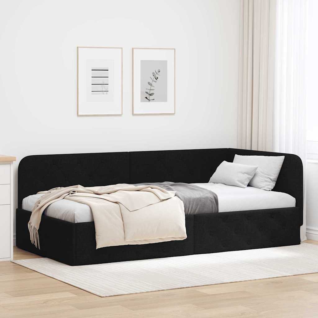 vidaXL Hoekbedframe met hoofdeinde Donkergrijs 80 x 200 cm Stof
