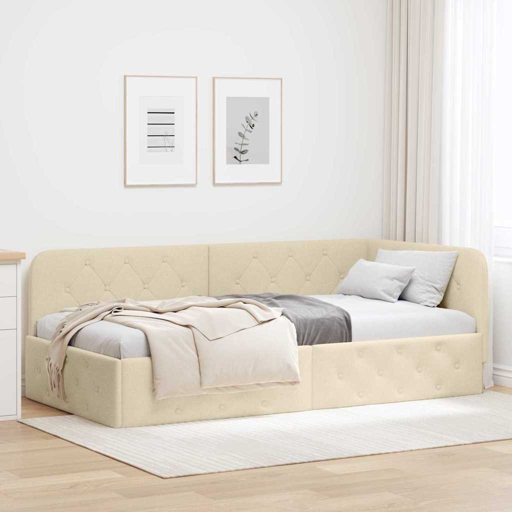 vidaXL Hoekbedframe met hoofdeinde Donkergrijs 80 x 200 cm Stof