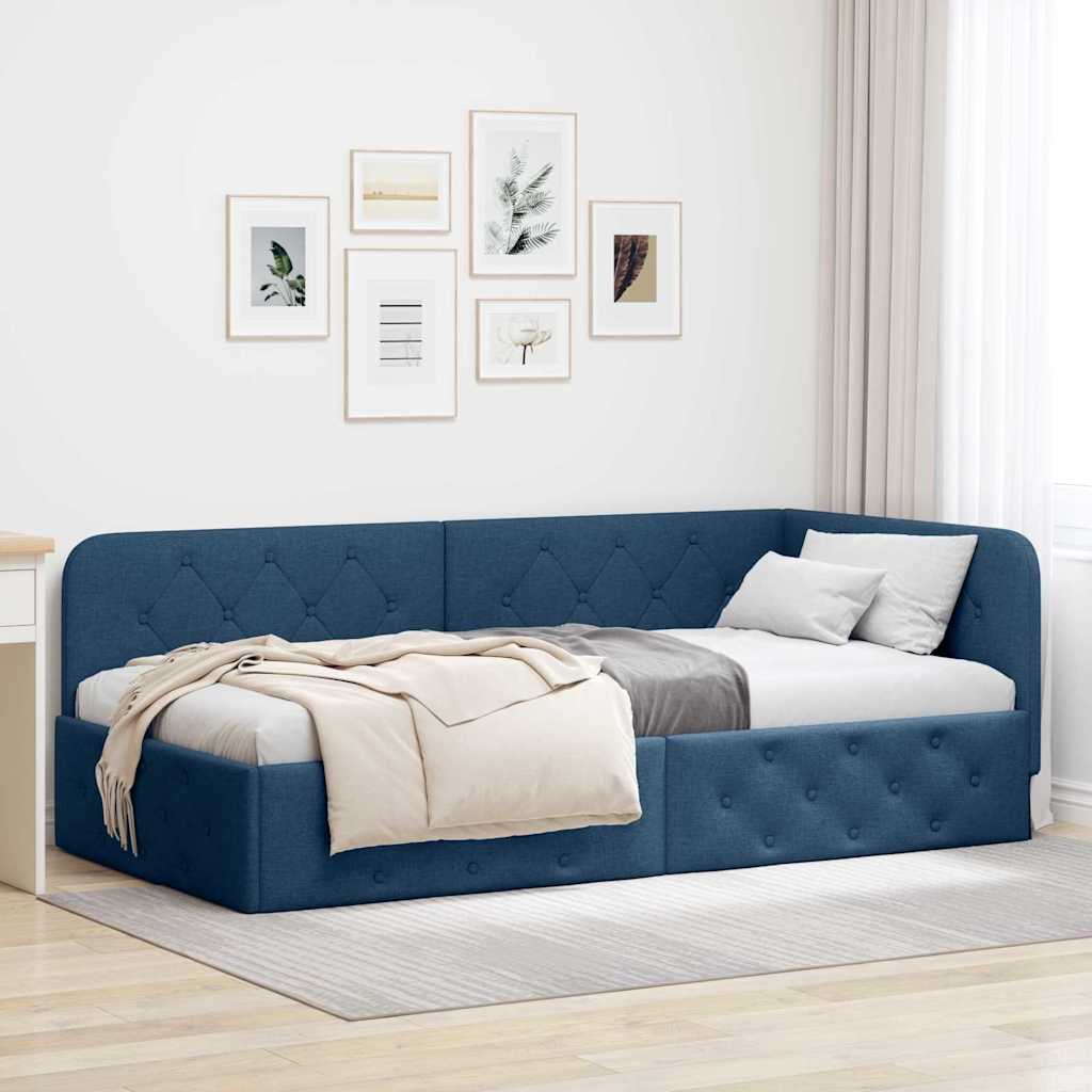 vidaXL Hoekbedframe met hoofdeinde Donkergrijs 80 x 200 cm Stof
