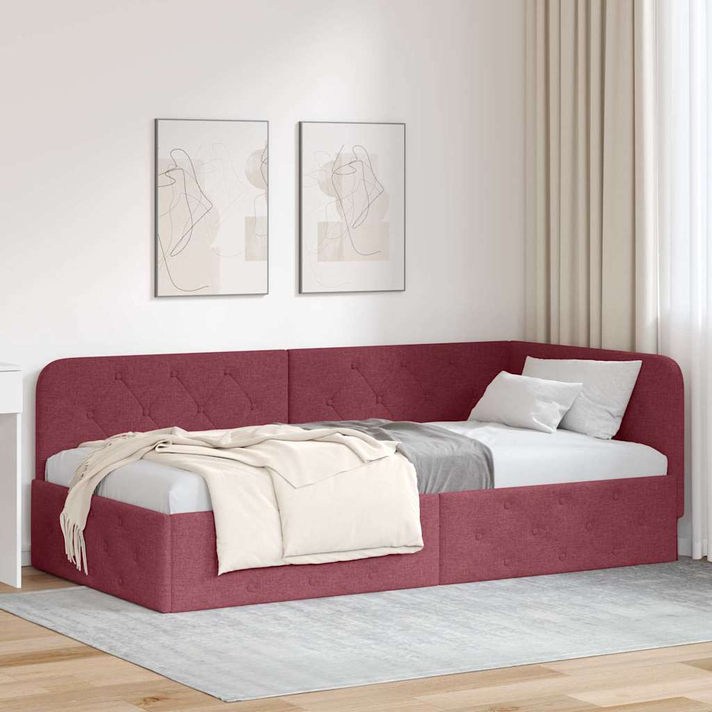 vidaXL Hoekbedframe met hoofdeinde Donkergrijs 80 x 200 cm Stof