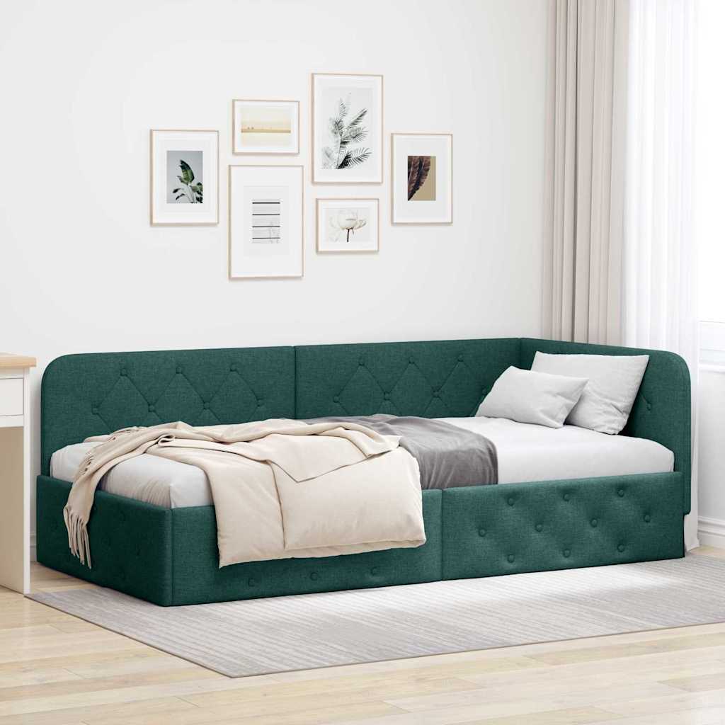 vidaXL Hoekbedframe met hoofdeinde Donkergrijs 80 x 200 cm Stof