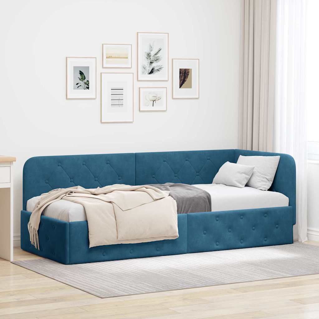 vidaXL Hoekbedframe met hoofdeinde Blauw 80 x 200 cm Fluweel