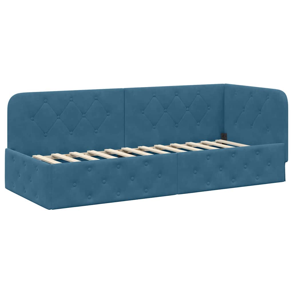 vidaXL Hoekbedframe met hoofdeinde Blauw 80 x 200 cm Fluweel