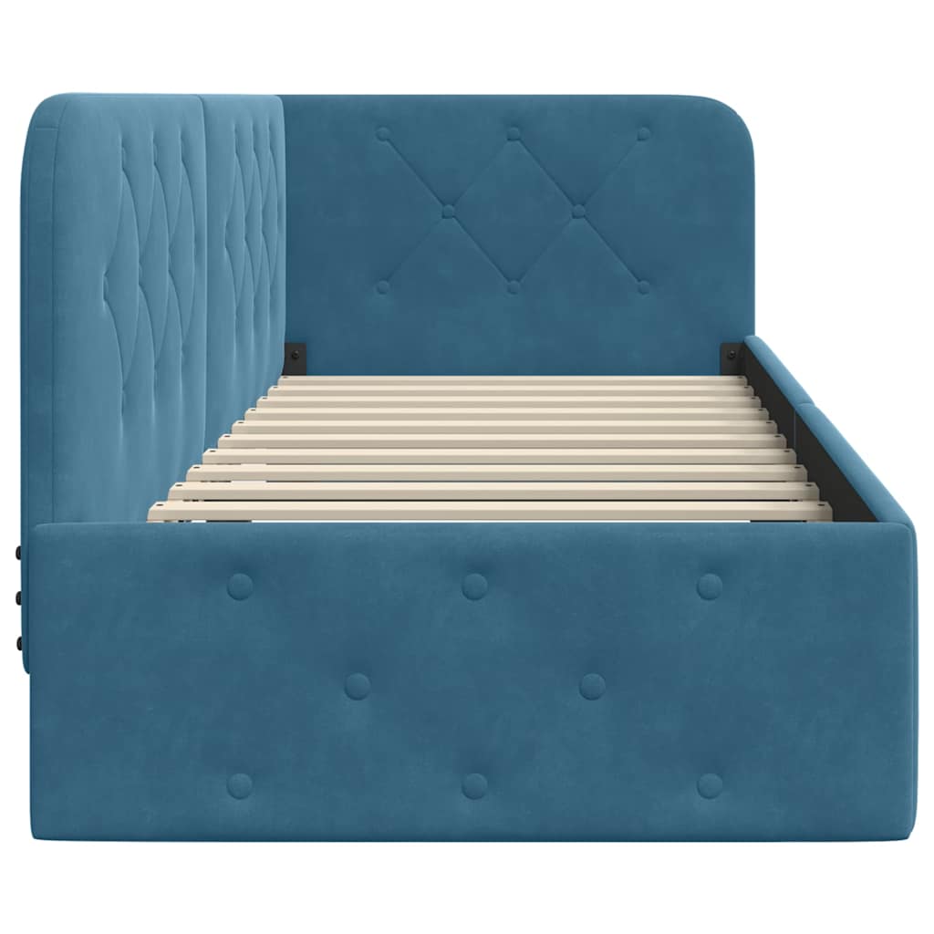 vidaXL Hoekbedframe met hoofdeinde Blauw 80 x 200 cm Fluweel