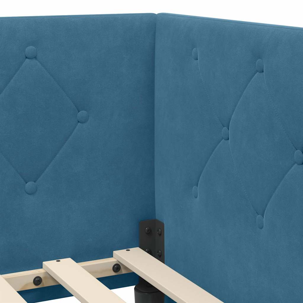 vidaXL Hoekbedframe met hoofdeinde Blauw 80 x 200 cm Fluweel