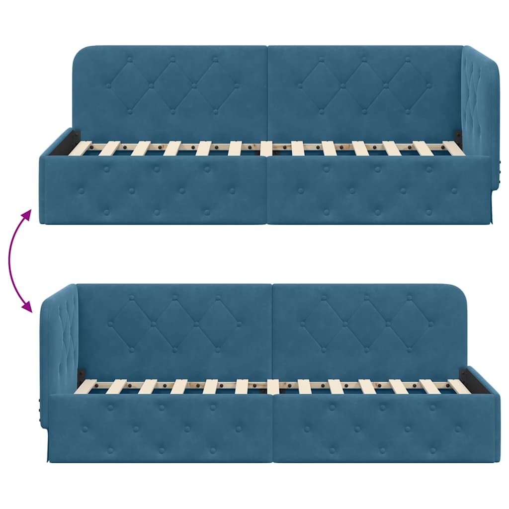 vidaXL Hoekbedframe met hoofdeinde Blauw 80 x 200 cm Fluweel