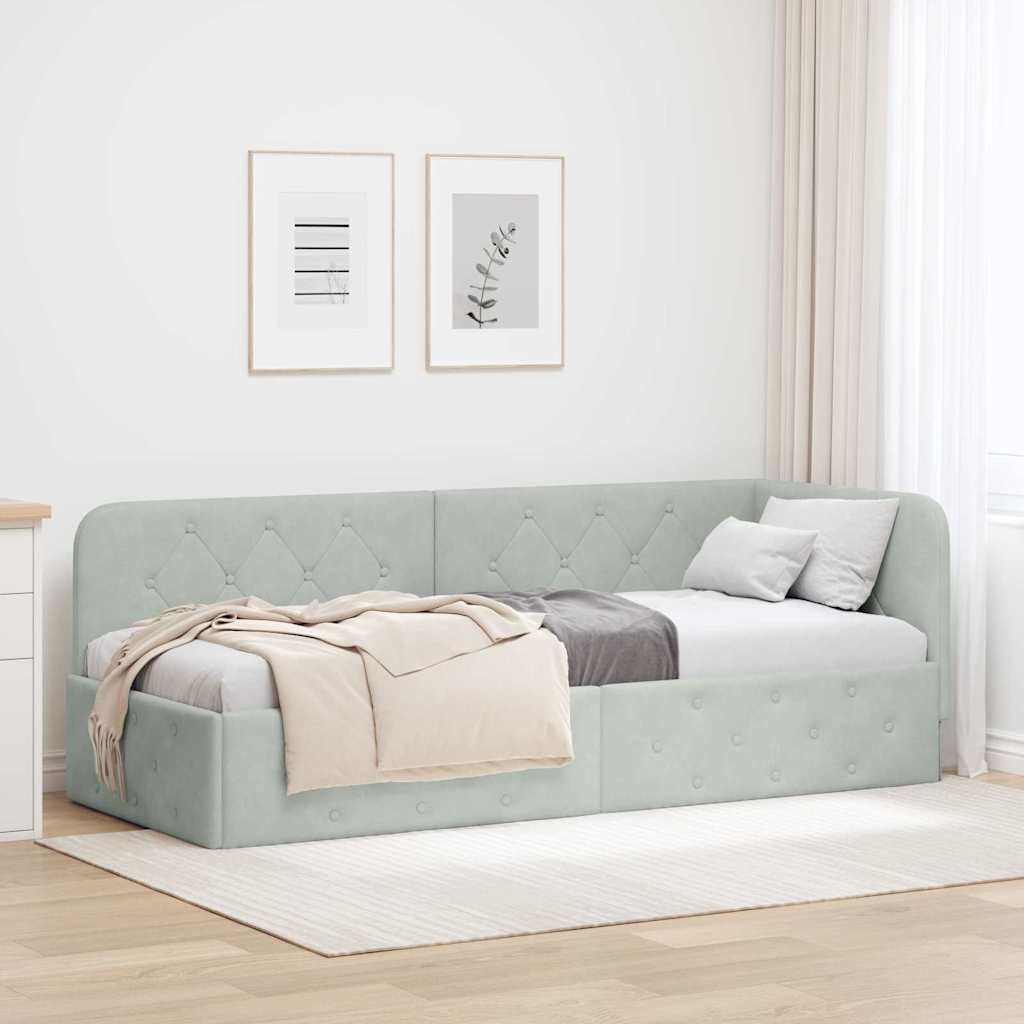 vidaXL Hoekbedframe met hoofdeinde Blauw 80 x 200 cm Fluweel