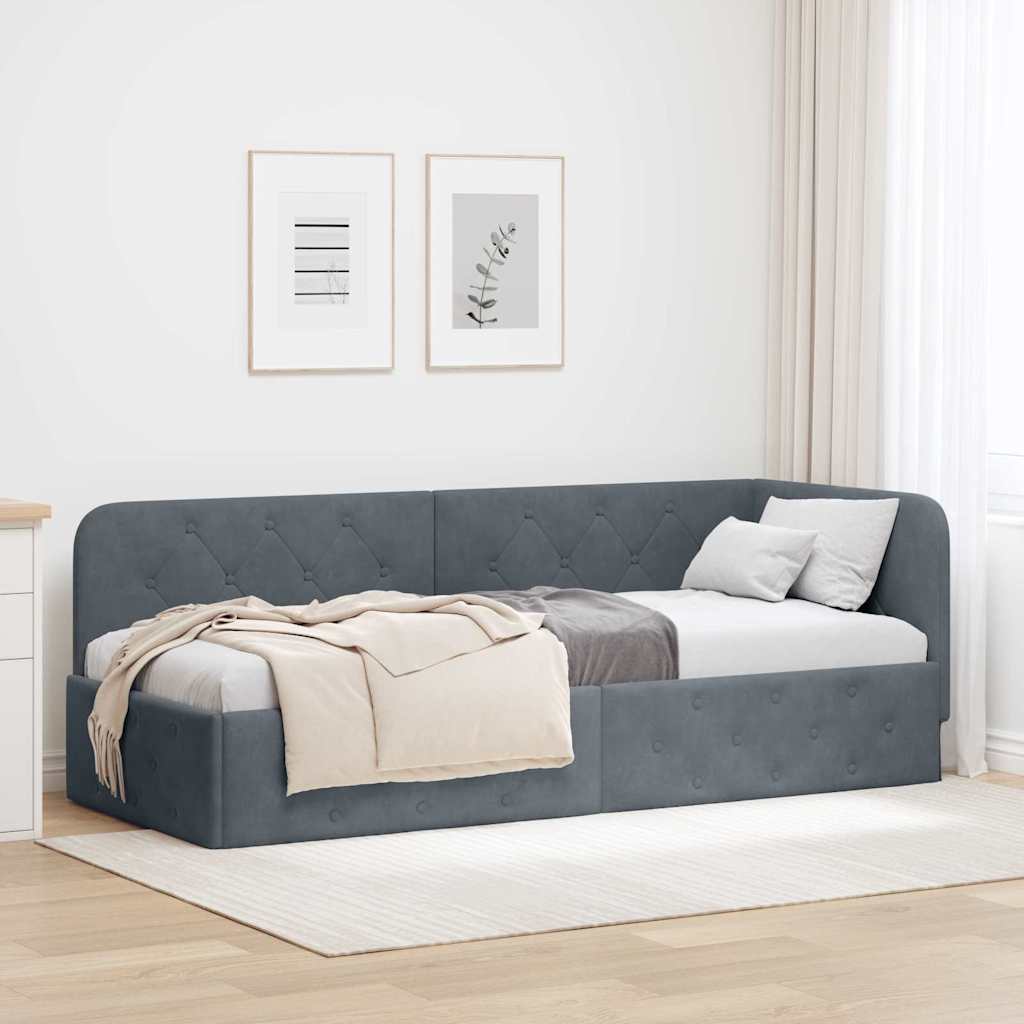 vidaXL Hoekbedframe met hoofdeinde Blauw 80 x 200 cm Fluweel