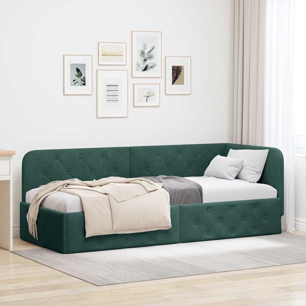 vidaXL Hoekbedframe met hoofdeinde Blauw 80 x 200 cm Fluweel