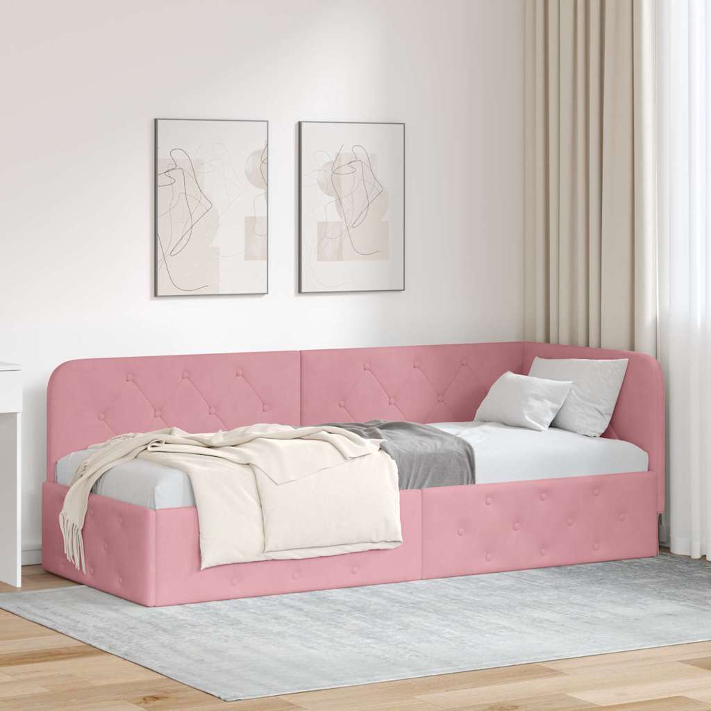 vidaXL Hoekbedframe met hoofdeinde Blauw 80 x 200 cm Fluweel