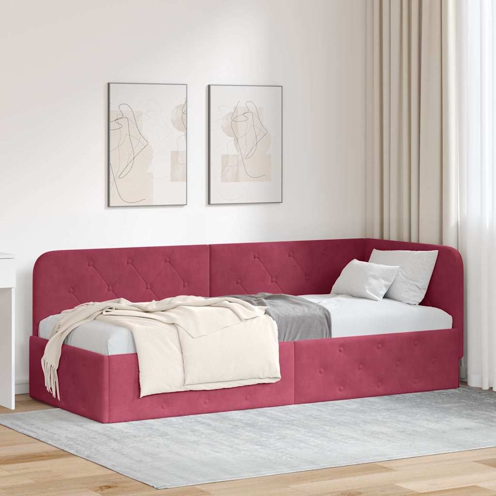 vidaXL Hoekbedframe met hoofdeinde Blauw 80 x 200 cm Fluweel