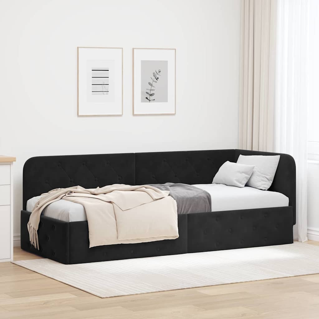 vidaXL Hoekbedframe met hoofdeinde Blauw 80 x 200 cm Fluweel
