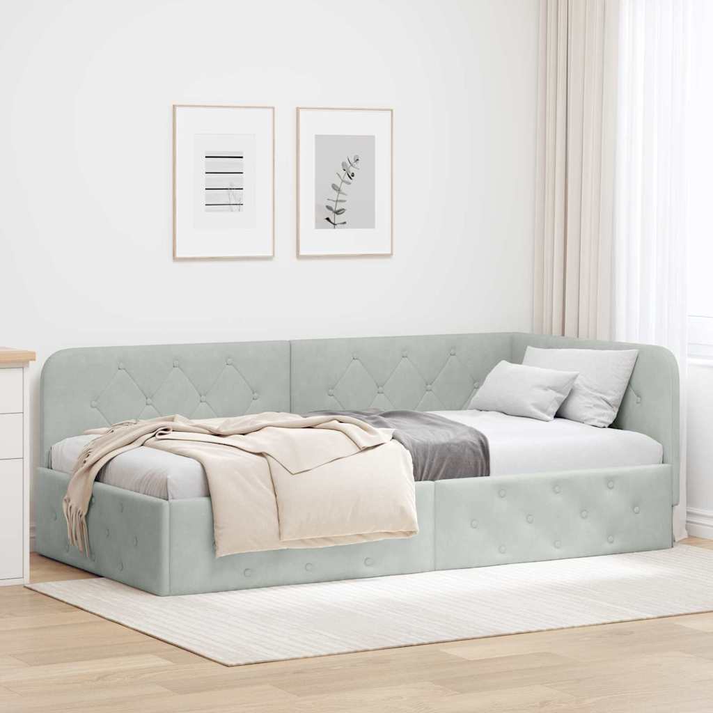 vidaXL Hoekbedframe met hoofdeinde Blauw 80 x 200 cm Fluweel